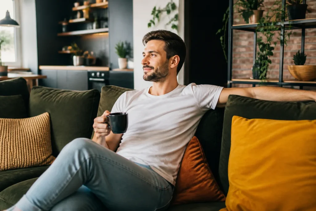 Adulte independant dans son interieur moderne