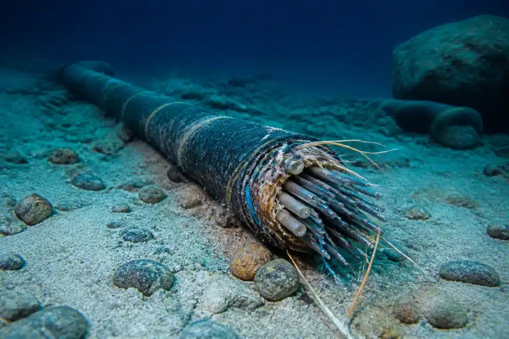 Cables sous-marins endomages dans ocean profond