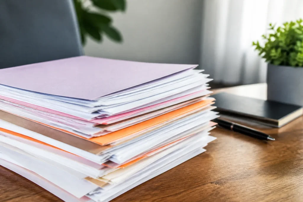 Dossiers administratifs scolaires signes sur bureau