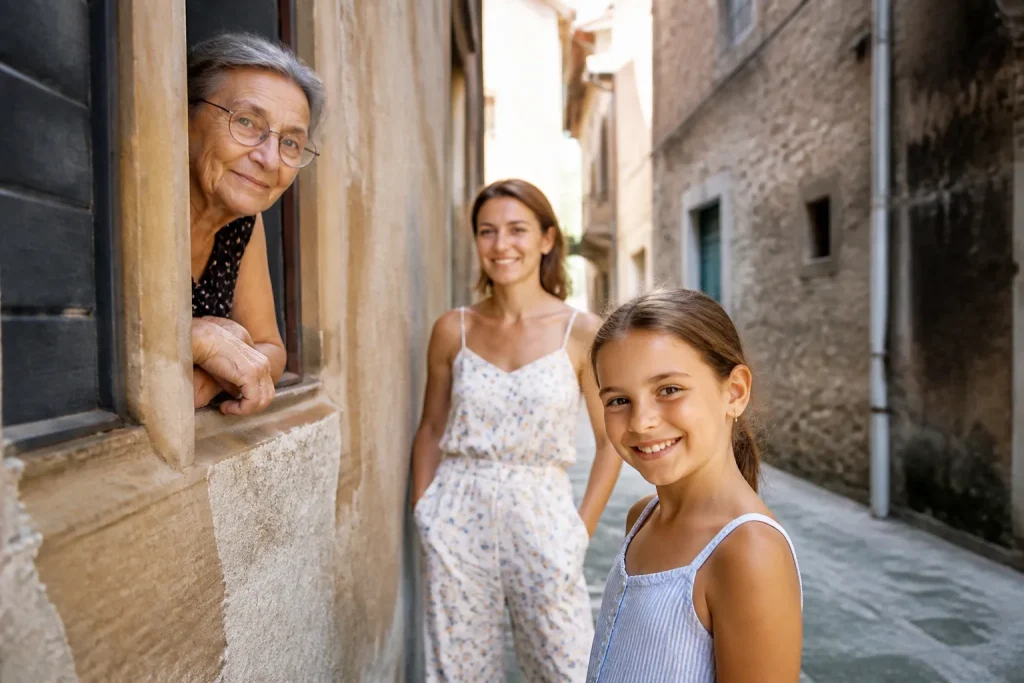 Femmes ages differentes paysages urbains ruraux