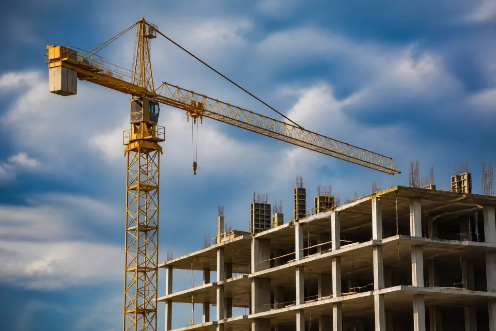 Grue metallique immobile batiment inacheve construction