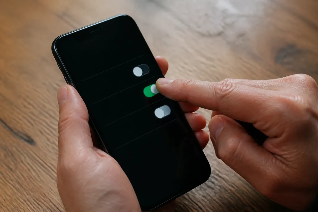 Main desactivant itinerance ecran telephone