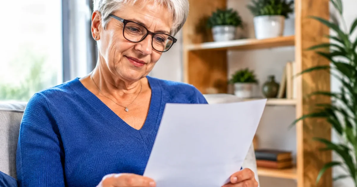 Personne lisant lettre pension nouveau montant