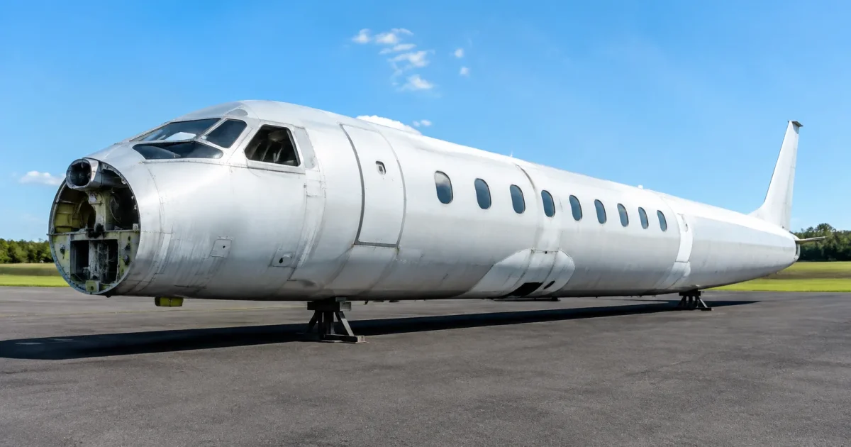 Prototype fuselage allonge immobile sur piste bitume