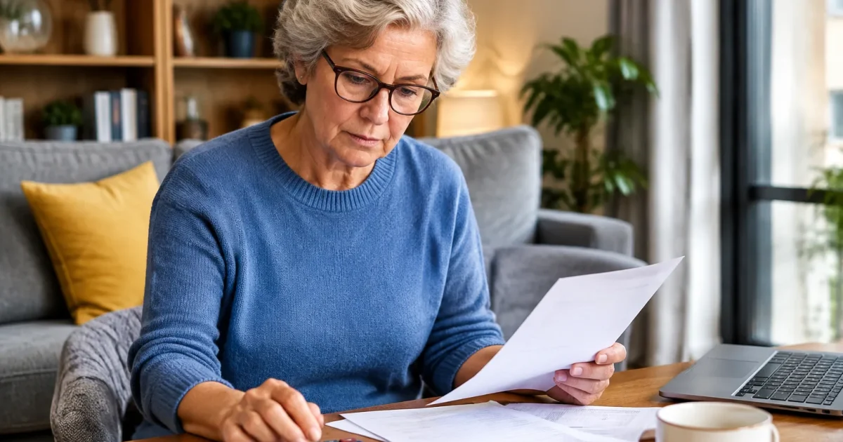 Senior assise a table verifie releve budget pension