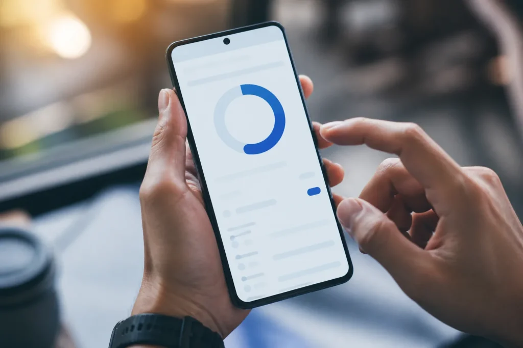 Smartphone affichant application suivi consommation donnees itinerance