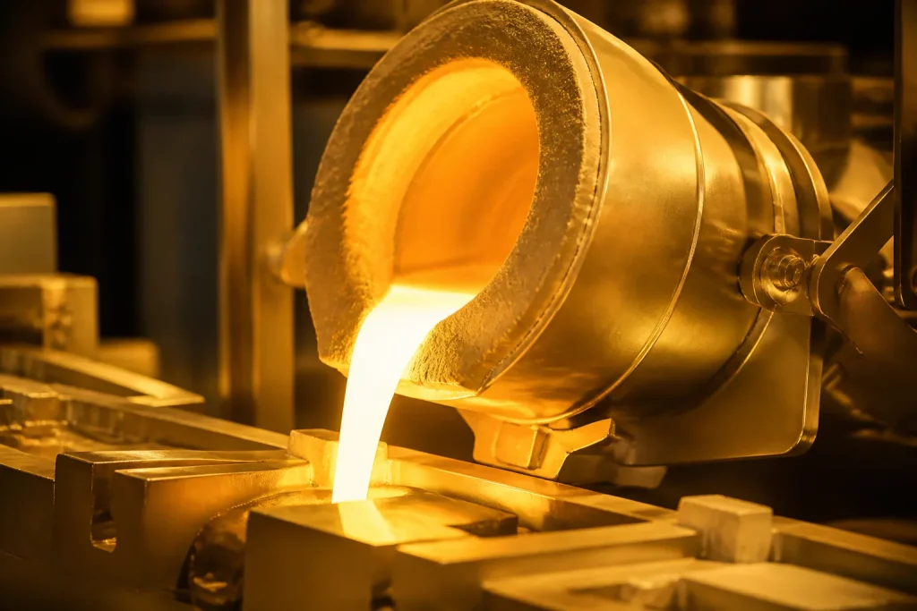 Machine fusion industrielle teinte or metallique